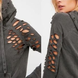 RARE COLOR - NSF Lisse Distressed French Terry Hoodie Size M Gray, Made In USA